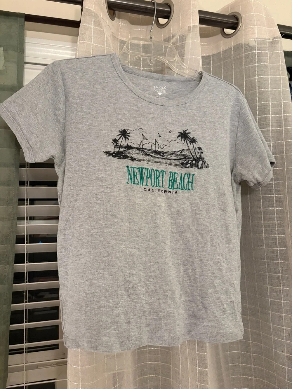 Newport Beach California Graphic Babydoll Tee - Grey